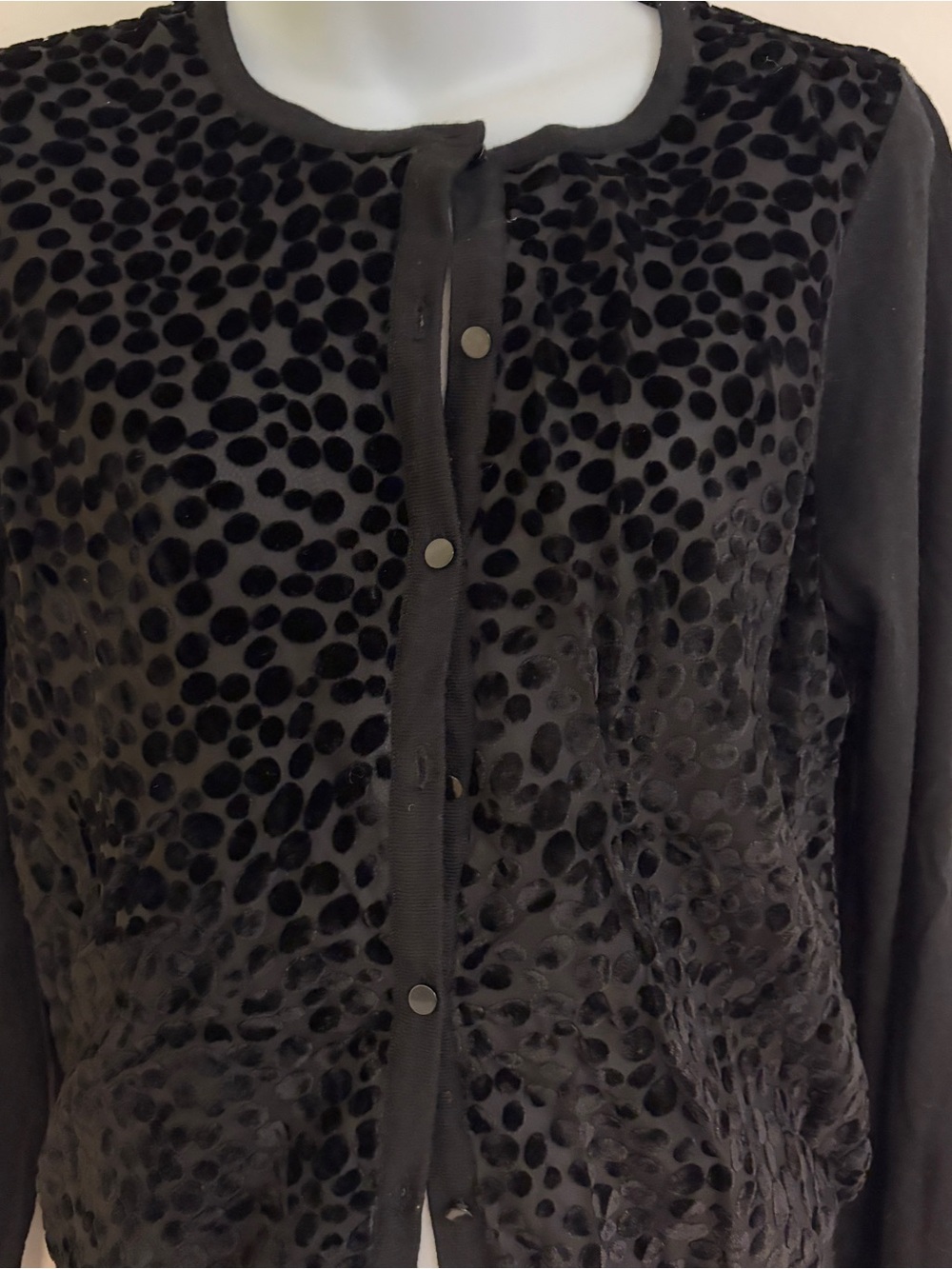 Ann Taylor Burnout Black Velvet Leopard Cardigan Sweater Sz M